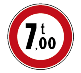 TRANSITO VIETATO AI VEICOLI CON MASSA SUPERIORE A ... T